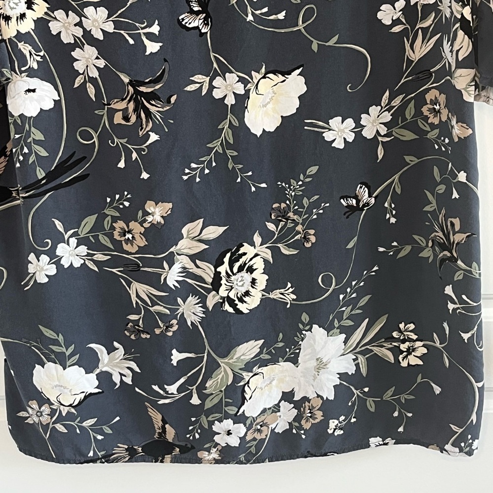 Old Navy Floral Bell Sleeve Shift Dress Birds Butterfly Size Large Cottagecore - Picture 5 of 15